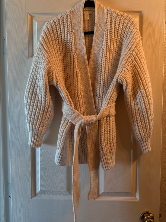 H&M Sweaters - H&M Cream Chunky Knit Belted Cardigan